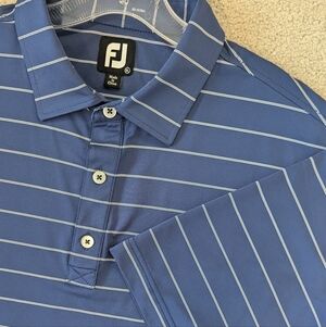 FootJoy Men's Performance Blue Striped Short Sleeve Golf Polo Sz XL